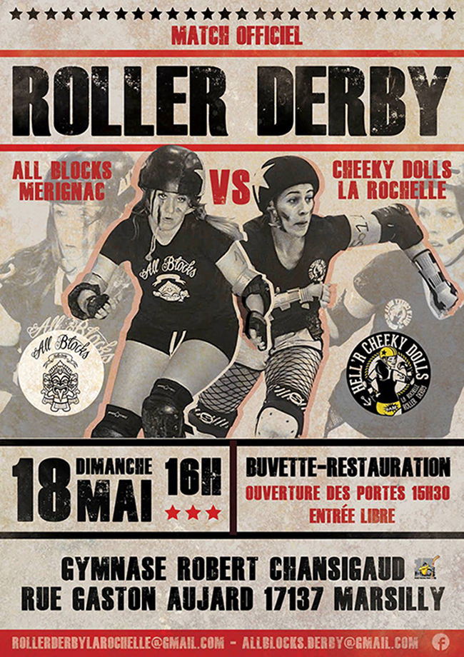 Match officiel de l’équipe de roller derby de La Rochelle !